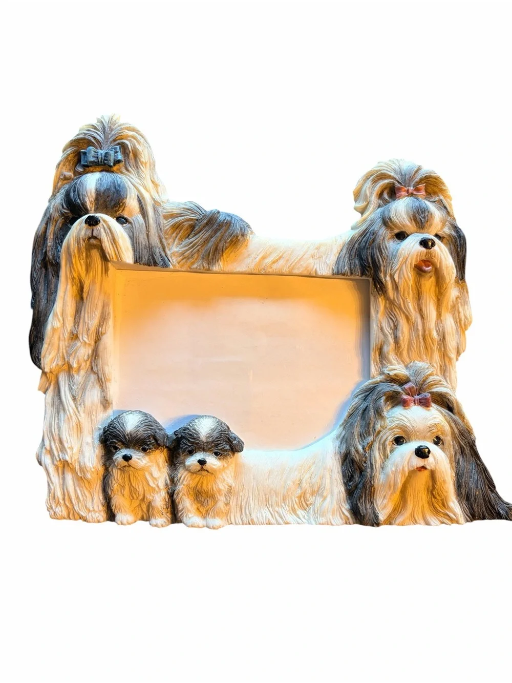 Shitzu Photo Frame 4x6 Resin 3D Sculpted Dog Lover E&S Puppies Pet Picture Frame